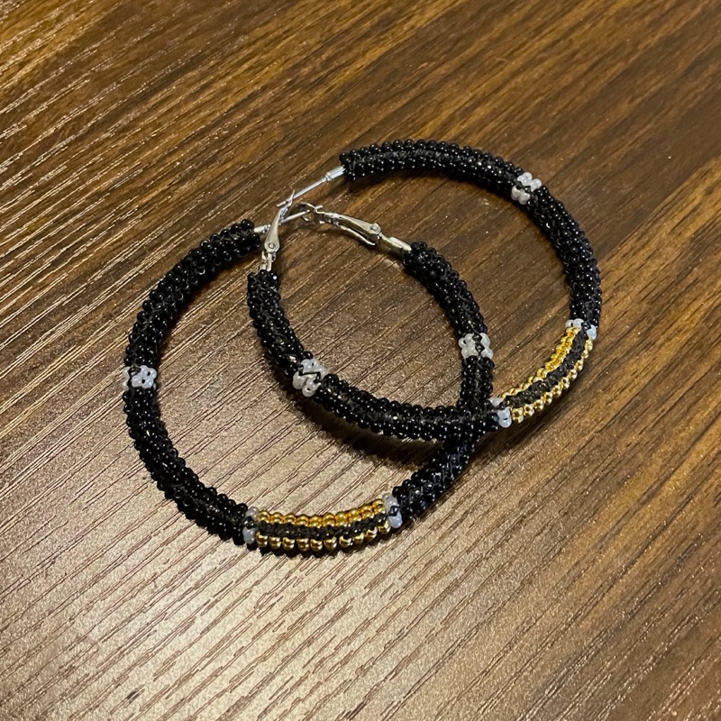 Black and Gold Hoop Earrings
