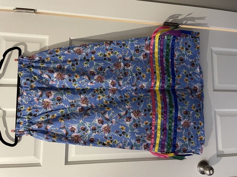 Blue Floral Ribbon Skirt
