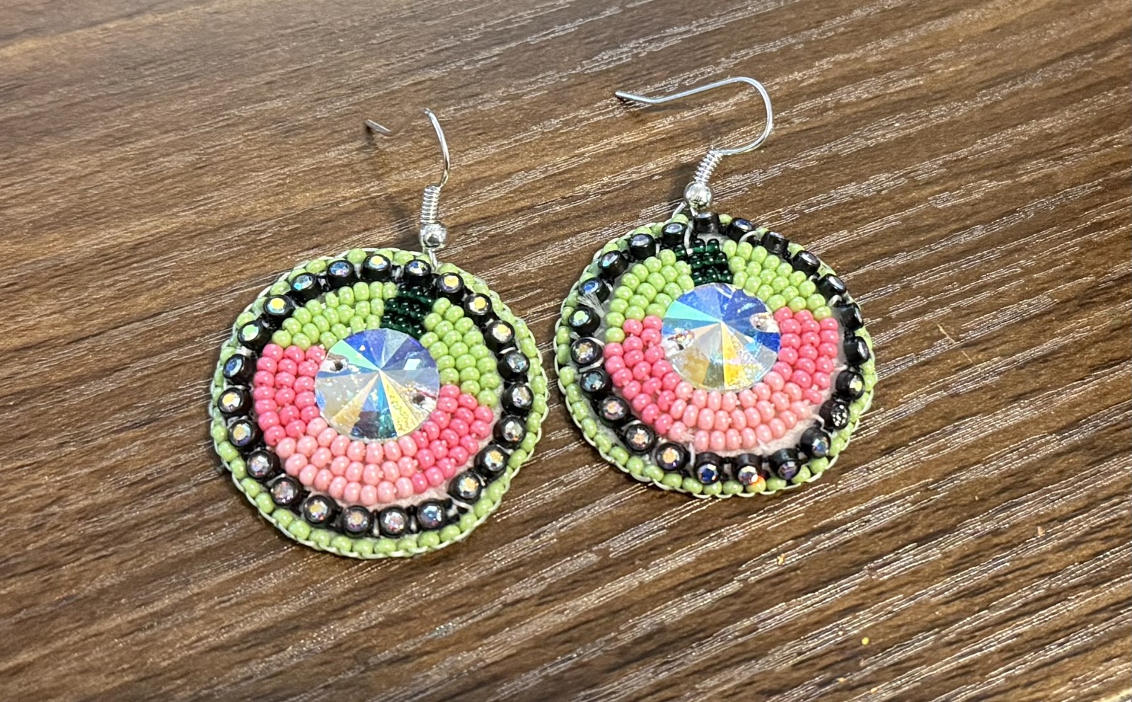 Green and Pink Earrings