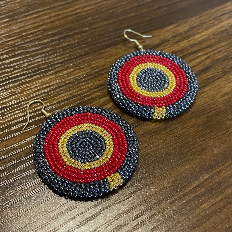 Gunmetal, Red, and Gold Earrings